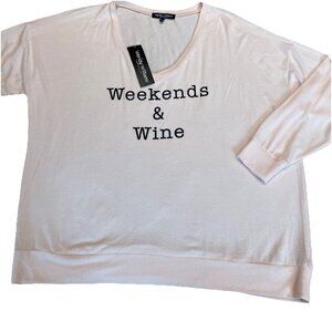 Wendy Williams V-Neck Sweater Women's Size 2X Petal Pink Weekends & Wine NWT